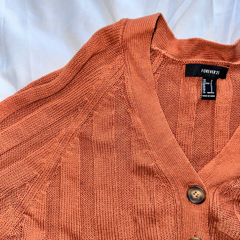 f21 rib button down cardigan